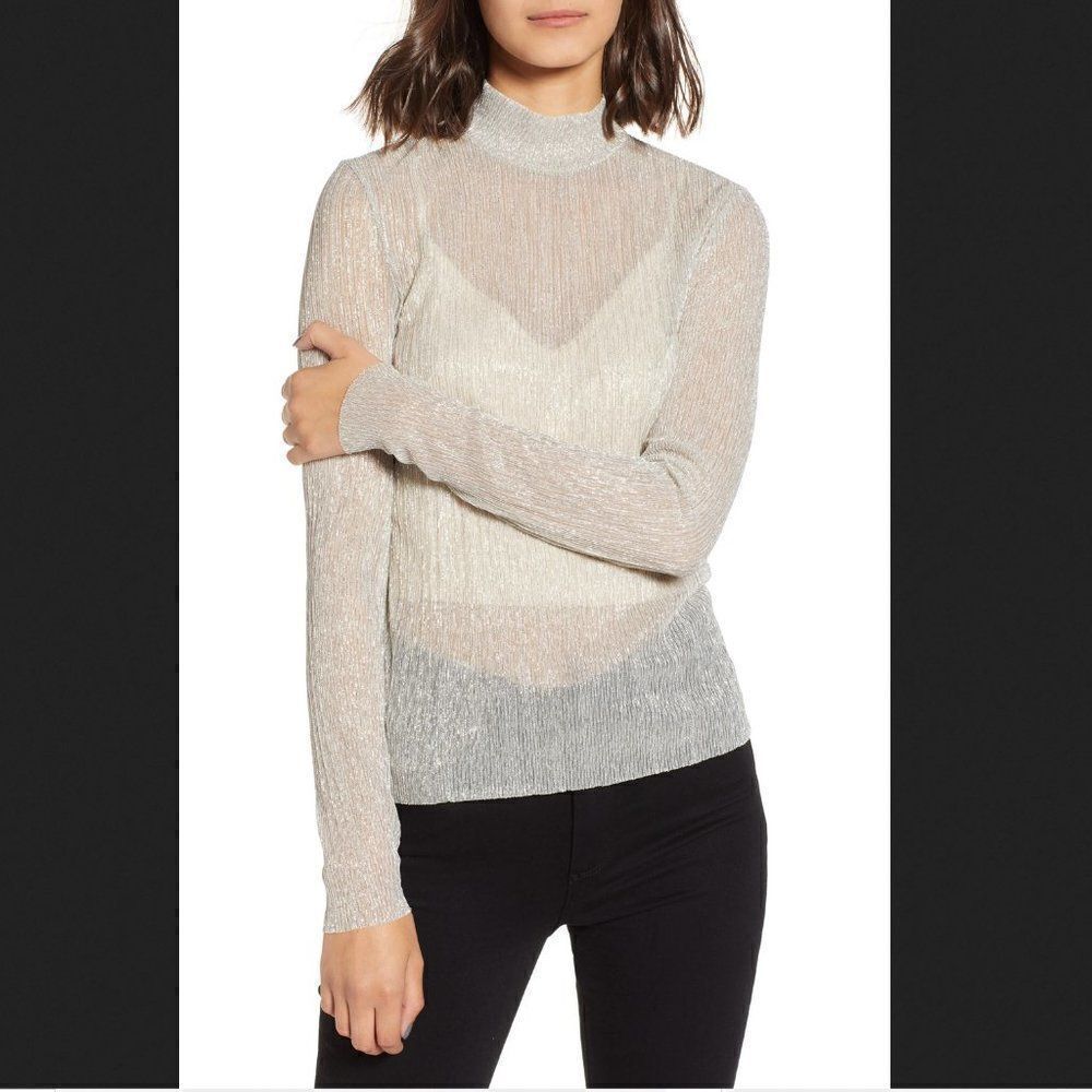 Chelsea28 Metallic Turtleneck Sweater Size M